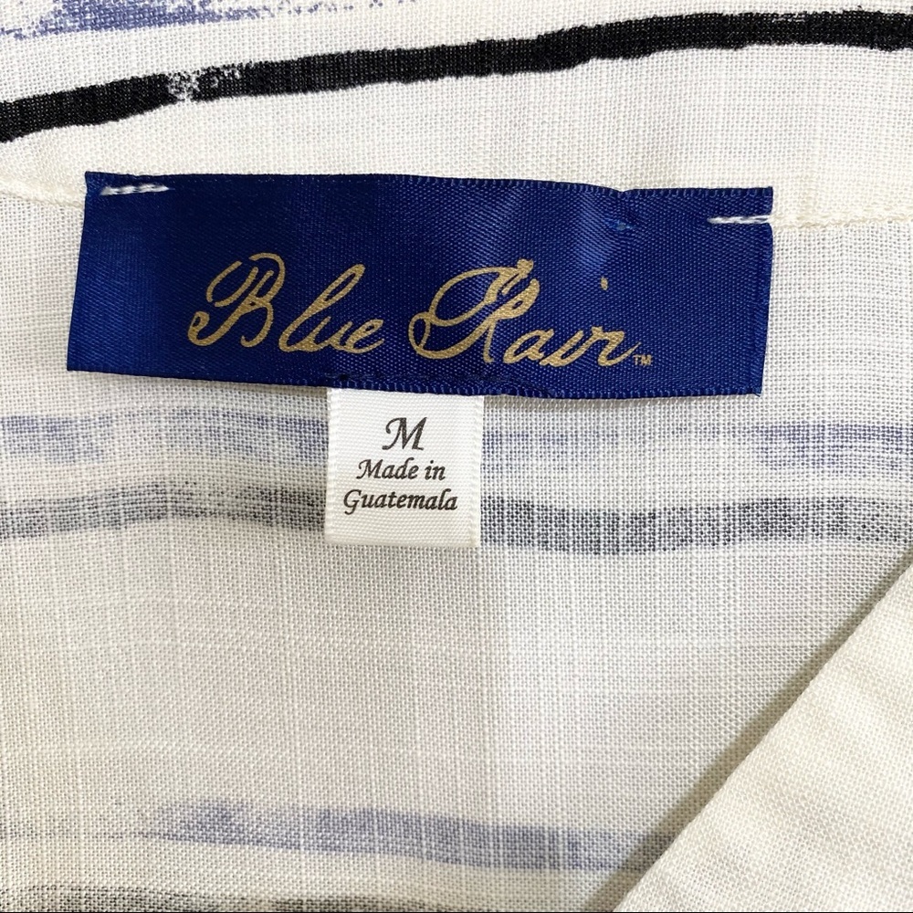 ⭐️ Blue Rain Tie Button Down Striped Medium Blouse - Picture 5 of 11